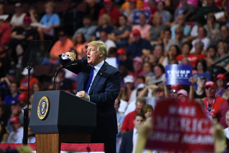 Donald Trump speaking at a rally in Mississippi.